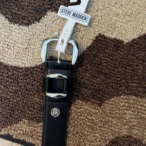 Steve Madden Black Belt with Silver Buckle